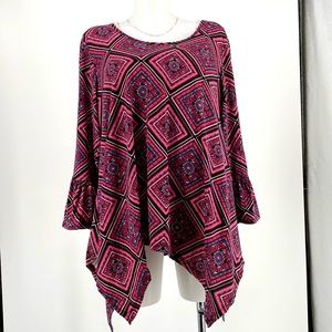 Bobbie Brooks plus size 1X Blouse Tunic Color Dark Pink